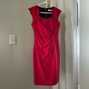 Calvin Klein Red Sheath Dress — Size 4 (Fits Small)